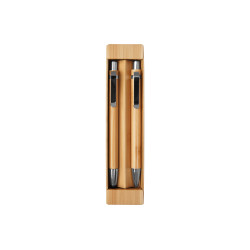 Set De Boligrafo Y LÁpiz MecÁnico De BambÚ Nagano Duo||Escrituras Metálicas